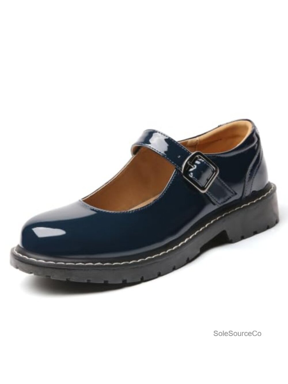 Women's Black Mary Jane Flats with Adjustable Buckle - Memory Foam